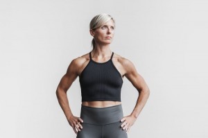 Canotta Nobull Halter Crop Ribbed Donna Nere | GUL-928704