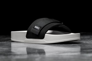 Ciabatte Nobull Adjustable Uomo Nere Bianche | TSK-508296