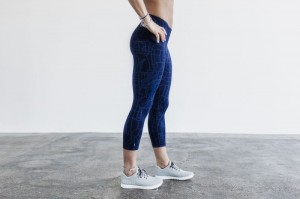 Collant Nobull Crop Donna Blu Marino | DAE-178903
