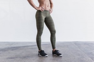 Collant Nobull Heather Stripe Donna Verde Oliva | UPZ-937084