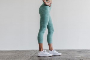 Collant Nobull High-Rise Crop Melange Donna Blu | HEL-017358