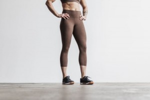 Collant Nobull High-Rise Crop Plush Heather Donna Marroni | EIP-327410