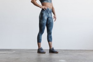 Collant Nobull High-Rise Crop Tie-Dye Donna Blu | KMH-347059