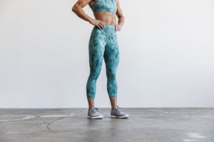 Collant Nobull High-Rise Crop Tie-Dye Donna Verdi Profondo | FOT-016837