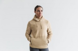 Felpa con Cappuccio Nobull Arctic Pullover Donna Beige | PIW-962375