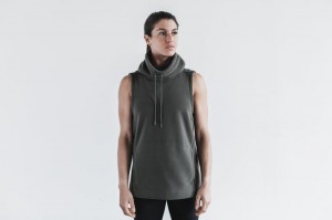 Felpa con Cappuccio Nobull Arctic Sleeveless Cowl Donna Grigie Scuro | FJP-461985