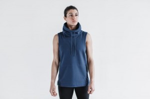 Felpa con Cappuccio Nobull Arctic Sleeveless Cowl Donna Blu | CSE-674085
