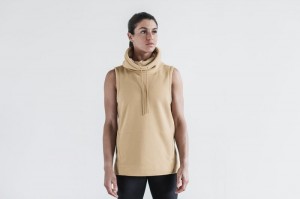 Felpa con Cappuccio Nobull Arctic Sleeveless Cowl Donna Beige | XGS-159782