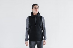 Felpa con Cappuccio Nobull Arctic Sleeveless Cowl Donna Nere | RJY-072548