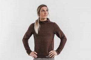 Felpa con Cappuccio Nobull Performance Pullover Donna Marroni | JAW-267305