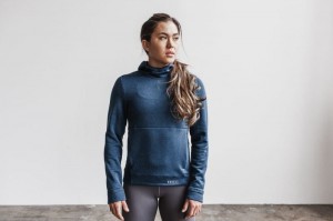 Felpa con Cappuccio Nobull Performance Pullover Donna Blu | HRG-291378