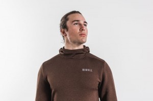 Felpa con Cappuccio Nobull Performance Pullover Uomo Marroni | EYC-309425