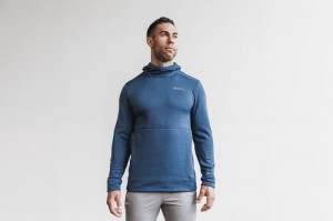 Felpa con Cappuccio Nobull Performance Pullover Uomo Blu | AZK-451726