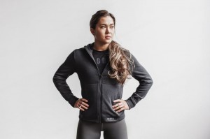 Felpa con Cappuccio Nobull Performance Zip-Up Donna Grigie Profondo | YSL-465173