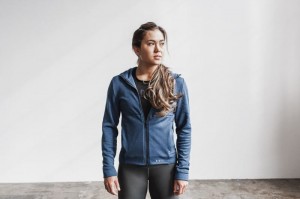Felpa con Cappuccio Nobull Performance Zip-Up Donna Blu | EIC-931274