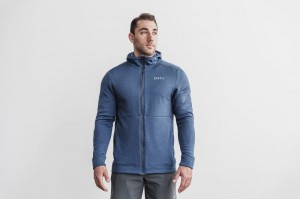 Felpa con Cappuccio Nobull Performance Zip-Up Uomo Blu | WEG-519720