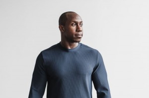 Felpe Nobull Long Sleeve Waffle Uomo Blu Marino | PLK-257089