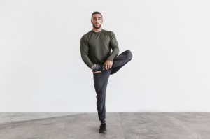 Felpe Nobull Long Sleeve Waffle Uomo Verdi | BTI-249871
