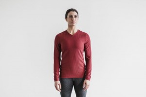 Felpe Nobull V-Neck Long Sleeve Waffle Donna Rosse | JMR-149862