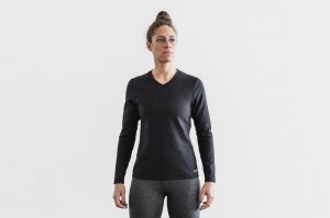 Felpe Nobull V-Neck Long Sleeve Waffle Donna Nere | ZHY-683902