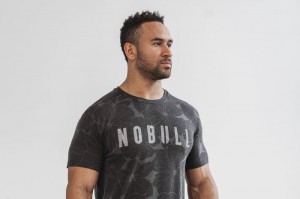 Magliette Nobull Hibiscus Uomo Grigie | VFH-419036