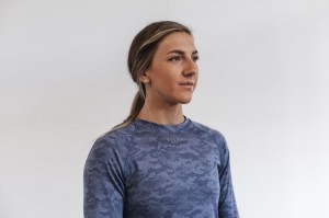 Magliette Nobull Lightweight Textured Long Sleeve Camo Donna Blu Marino | PVM-538619