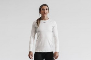 Magliette Nobull Lightweight Textured Long Sleeve Camo Donna Bianche | OVD-208951