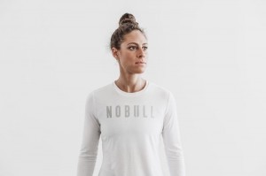 Magliette Nobull Long Sleeve Donna Bianche | YTX-642785