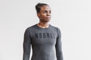 Magliette Nobull Long Sleeve Donna Grigie Profondo | JDA-290143