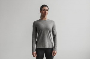 Magliette Nobull Long Sleeve Donna Grigie | EQZ-632810