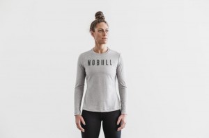 Magliette Nobull Long Sleeve Donna Grigie | RFG-984021