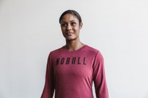 Magliette Nobull Long Sleeve Donna Rosse | QEC-927081