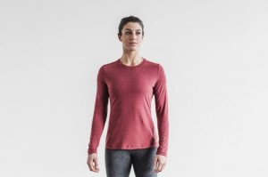 Magliette Nobull Long Sleeve Donna Rosse | YSK-125469
