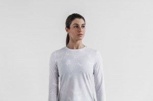 Magliette Nobull Long Sleeve Hibiscus Donna Bianche | YDW-841329