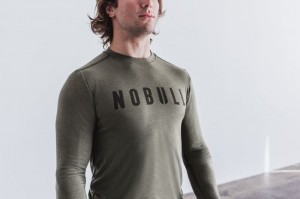 Magliette Nobull Long Sleeve Uomo Verdi | FXY-274915
