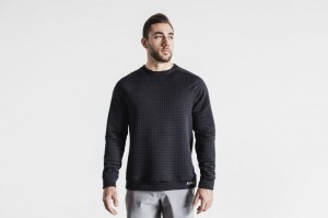 Pullover Nobull Quilted Crew Uomo Nere | VKU-956072