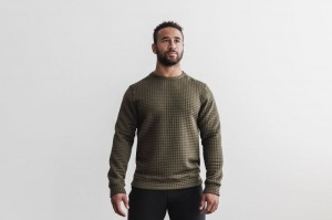 Pullover Nobull Quilted Crew Uomo Verdi | VWD-659428