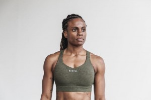 Reggiseno Sportivo Nobull Pace Plush Heather Donna Verde Oliva | GVM-756301