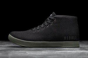 Scarpe Sportive Nobull Canvas Mid Uomo Nere Verdi Scuro | BEI-643089